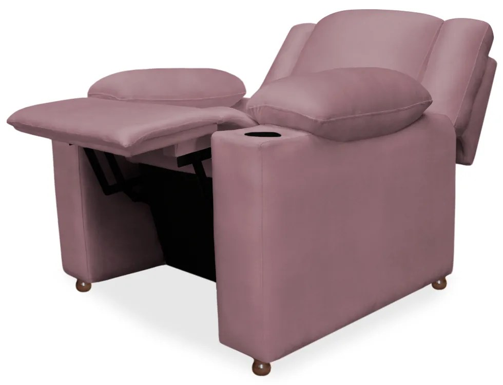 Poltrona Papai Manchester Reclinável Veludo Rose