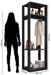 Módulo Guarda Roupa Closet Com Prateleiras Titan Preto Velluto - Móvei