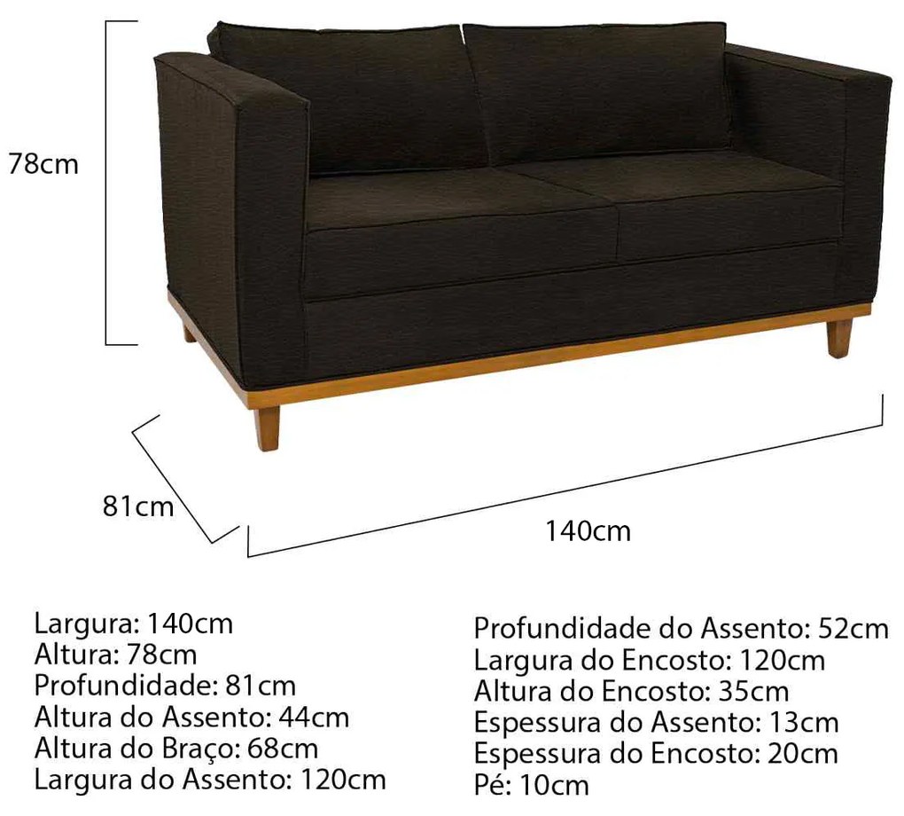 Kit Sofá 2 Lugares e 2 Poltronas Europa Corano Marrom ADJ Decor