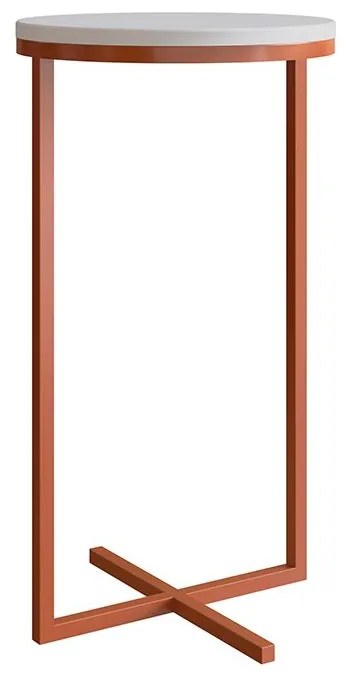 Mesa Volpi Alta Redonda Multifuncional Mdf - Branco E Cobre