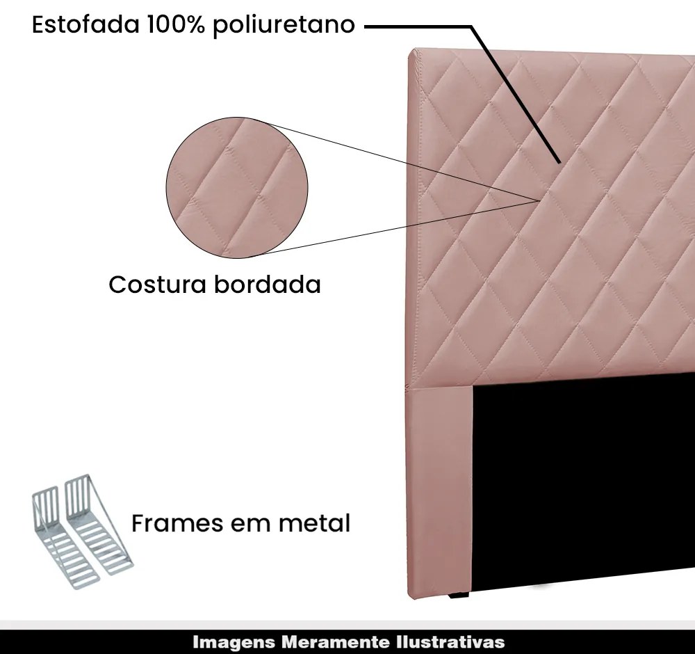 Cabeceira Decorativa 1,40M Baelon Veludo Rosa G63 - Gran Belo