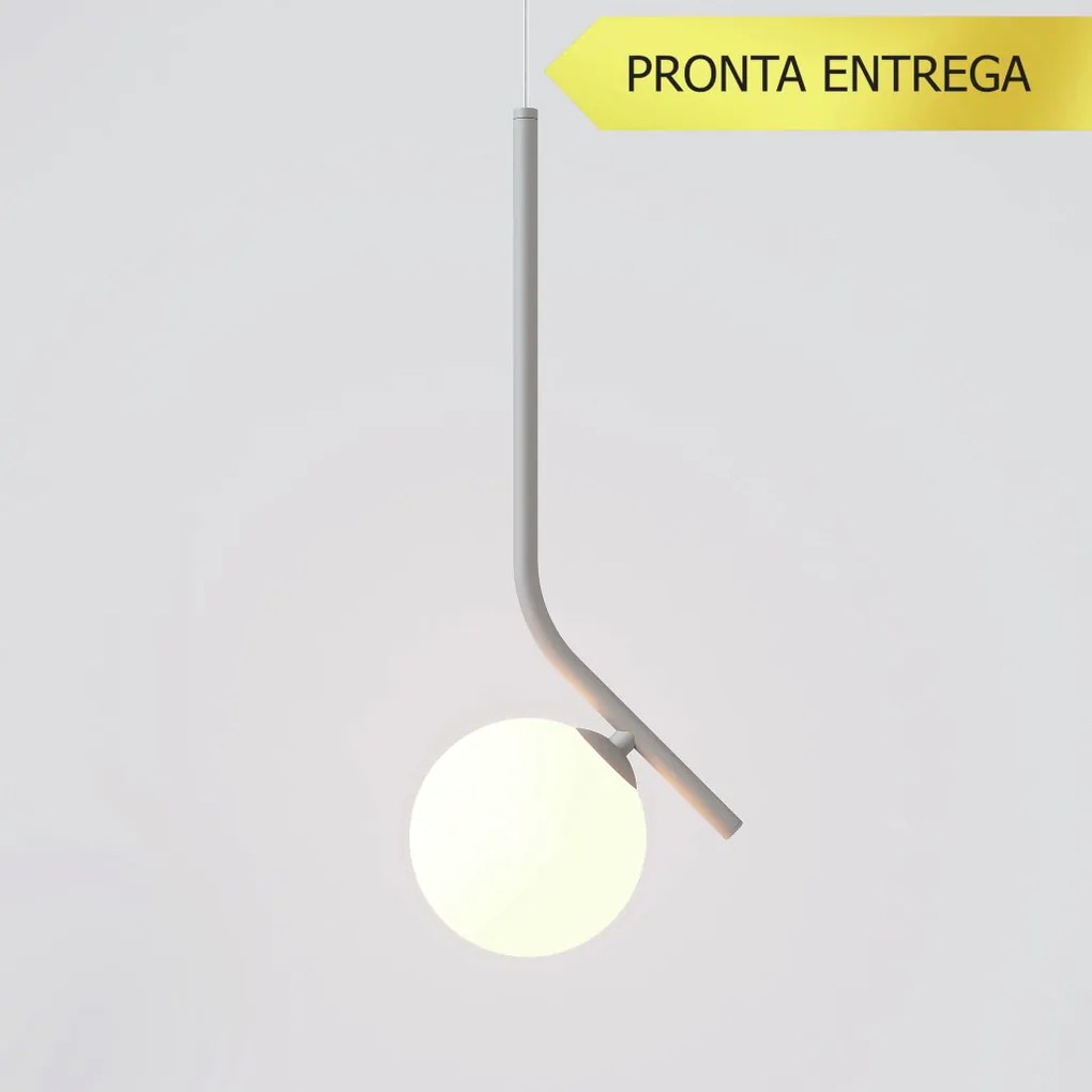 Pendente Angular Globo Ø12Cm C/ Rosca Alumínio 1Xg9 - Qimporta Pd2357 (CINZA FOSCO, FOSCO)