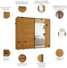 Guarda Roupa Casal 278cm 2 Portas 4 Espelhos Mya Cinamomo Z10 - Mpozen