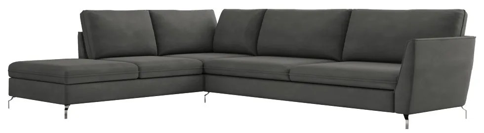 Sofá de Canto Chaise Esquerdo 287 cm Olívia Suede Grafite G52 - Gran Belo