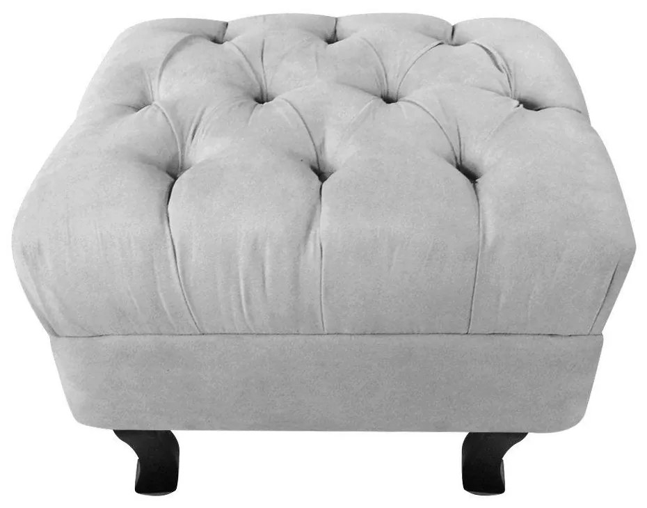 Puff Baú Retrô Luis XV Suede Cinza - D'Rossi