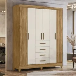 Guarda Roupa Casal 165cm 6 Portas Khani Freijó/Off Z17       - Mpozena
