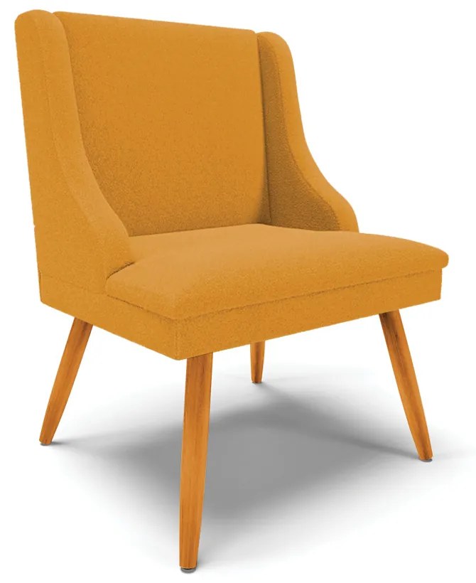 Cadeira Sala de Jantar Pé Palito Castanho Liz Bouclê D03 - D'Rossi - Mostarda