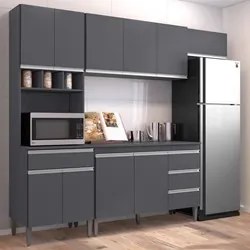 Cozinha Modulada 4 Peças Balcão com Tampo 120cm Andréia Cinza- AJL Móv