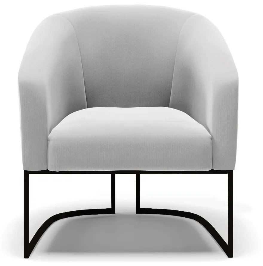 Poltrona Decorativa Base Industrial Preto Stella Suede Cinza D03 - D'Rossi