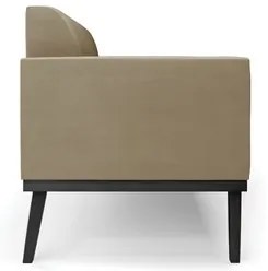 Sofá Namoradeira Base Madeira Preto Maressa Suede Marrom RT - Ibiza