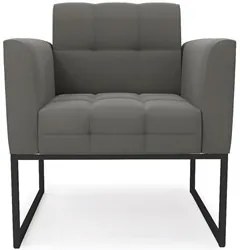 Sofá Namoradeira e 2 Poltronas Base Industrial Preto Ana Suede Grafite