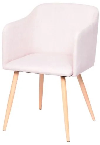 Cadeira Bela Linho Bege Base de Metal com Pintura de Madeira - 45904 Sun House