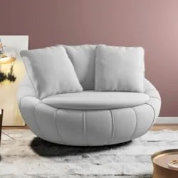 Poltrona Decorativa Redonda Giratória com Almofadas Saphire Z32 Veludo