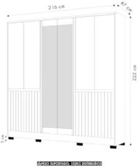 Guarda Roupa Casal 216cm Com Espelho Freeze Freijó/Off Z17   - Mpozena