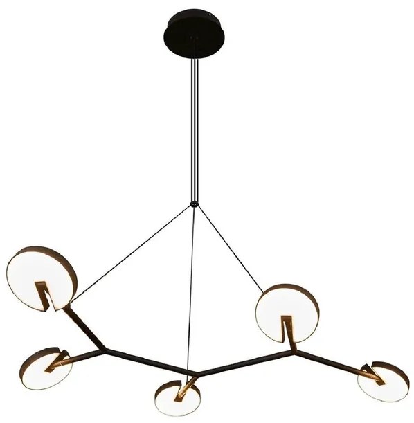 Pendente Led Acrilico Aluminio Preto 55w 3000k Luna