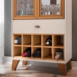 Cristaleira Adega Órfeo e Buffet Sinfonia H01 Off White/Cinamomo - Mpo
