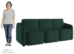 Sofá Cama Casal para Sala 276cm Polska Z08 Veludo Verde - Mpozenato