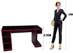 Mesa Para Computador Notebook Gamer Pro Preto/Vermelho - Fit Mobel