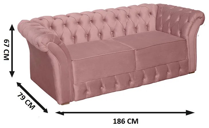 Namoradeira Sofá 2 Lugares Chesterfield Capitonê 186cm Veludo Rosa - Sheep Estofados - Rosa