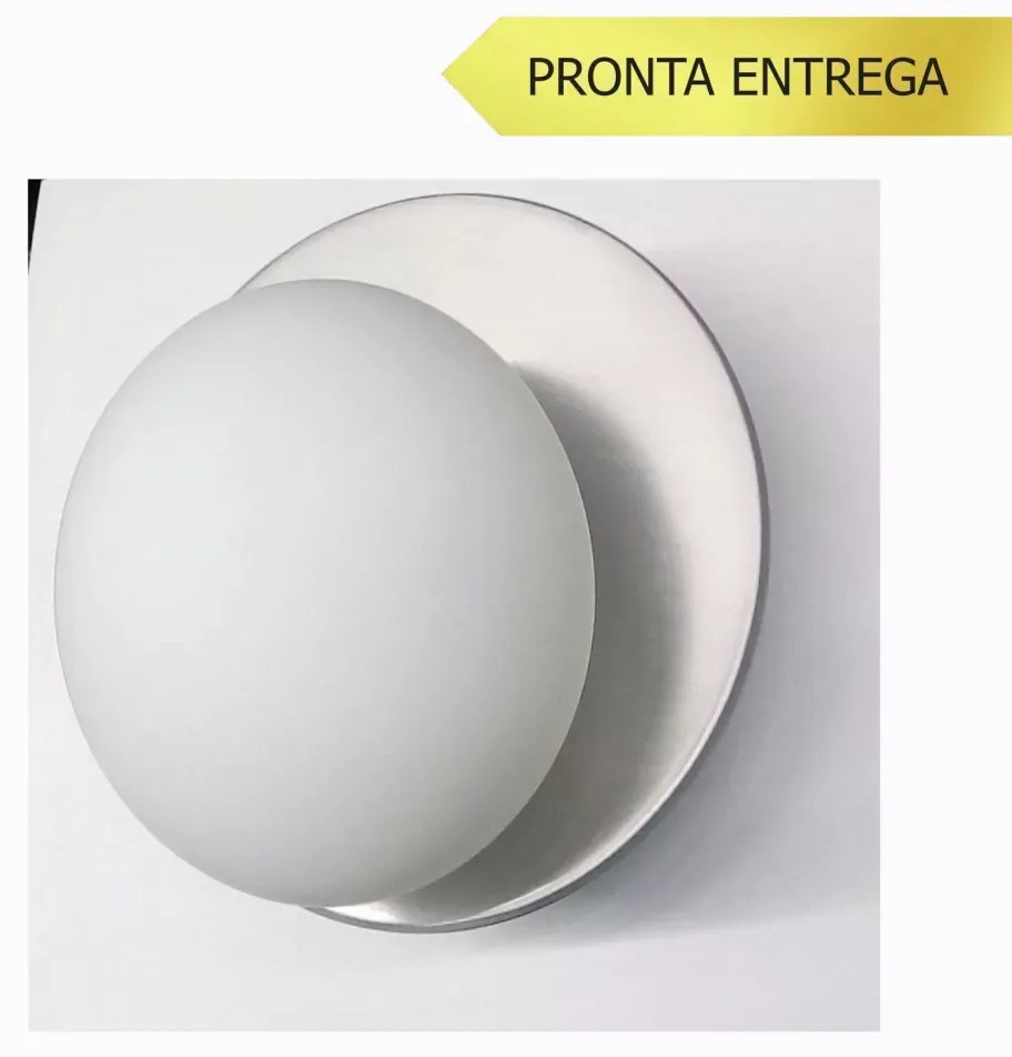 Arandela Ø15X12,5Cm Metal E Globo Ø10Cm 01Xg9 | Old Artisan Ar-5524 (ALUMINIO ESCOVADO, FOSCO (BRANCO))