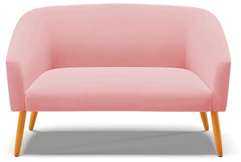 Namoradeira 02 Lugares Stella Suede Rosê Pés Palito Castanho - D'Rossi