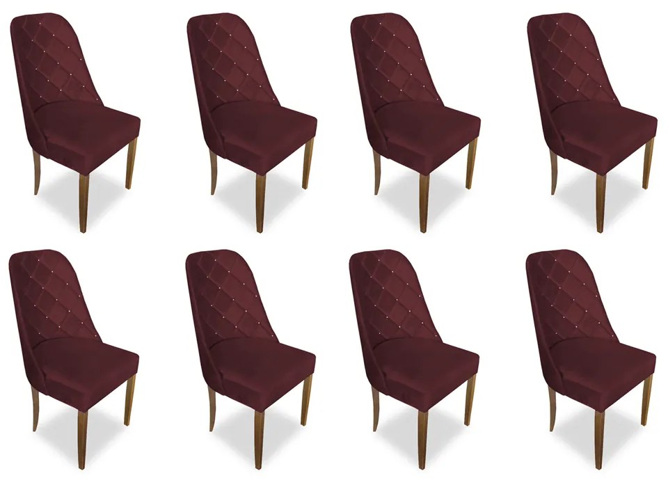 kit com 8 Cadeiras de Jantar Dublin Suede Bordô