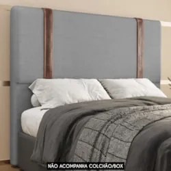 Cabeceira Cama Box King 193cm Estofada Glory Saturno Cinza Z04 - Mpoze