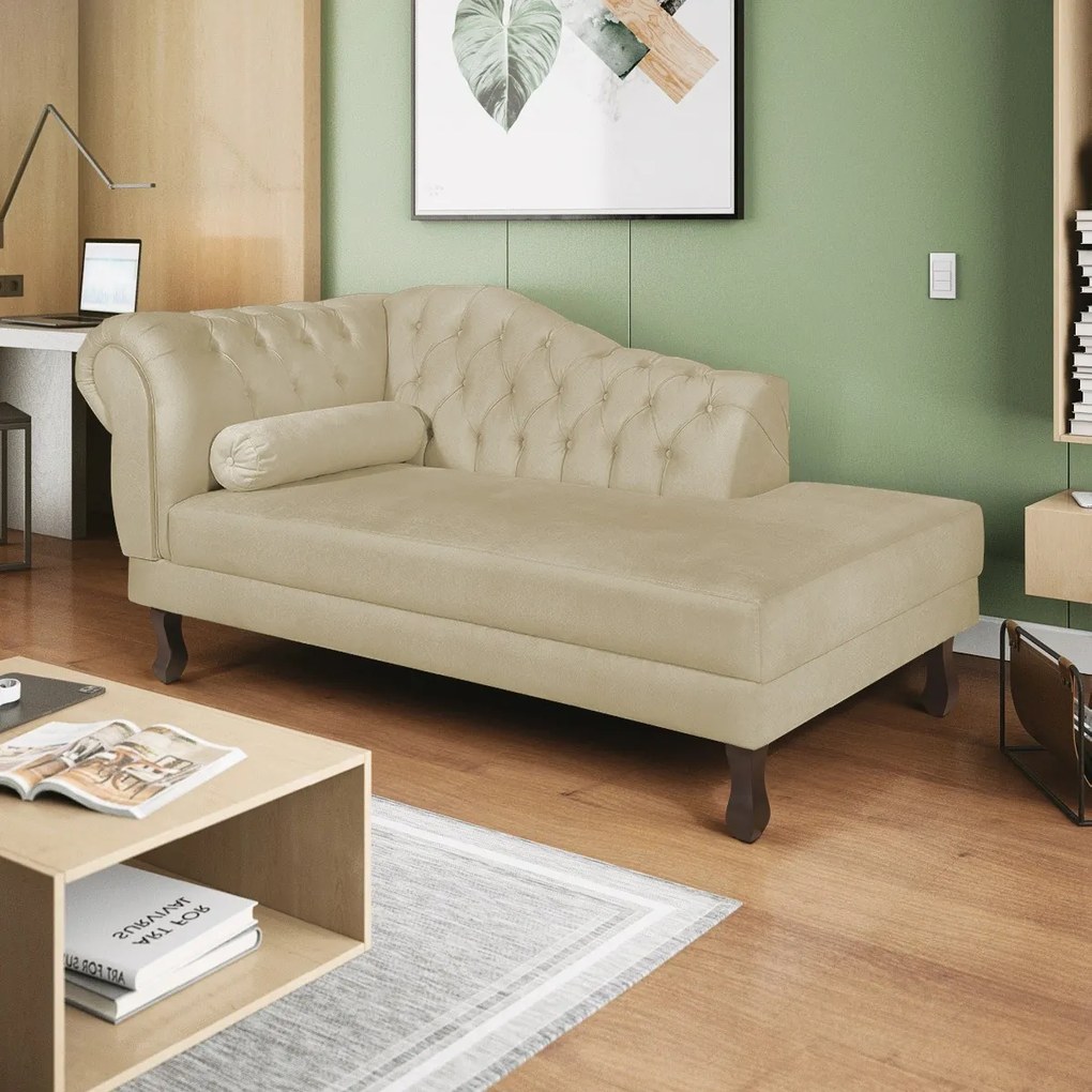 Recamier Diana 160cm Lado Direito Suede Bege - ADJ Decor