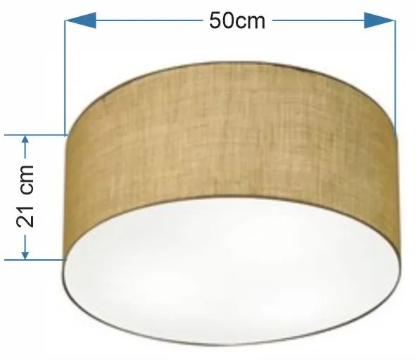 Plafon Cilíndrico Md-3048 Cúpula em Tecido 50x21cm Palha - Bivolt
