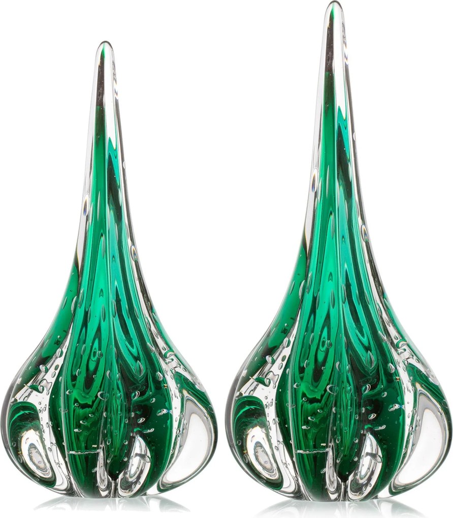 [KIT] Gotas de Murano 2 Pçs Fênix M + G - Verde Folha  Verde Folha