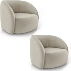 Poltrona para Sala Orgânica Kit 2 Zion Z32 Veludo Bege - Mpozenato