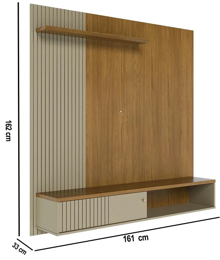 Painel TV 65 Pol 161cm Bancada Suspensa para Sala Dorema M20 - D'Rossi - Cumaru e Opala