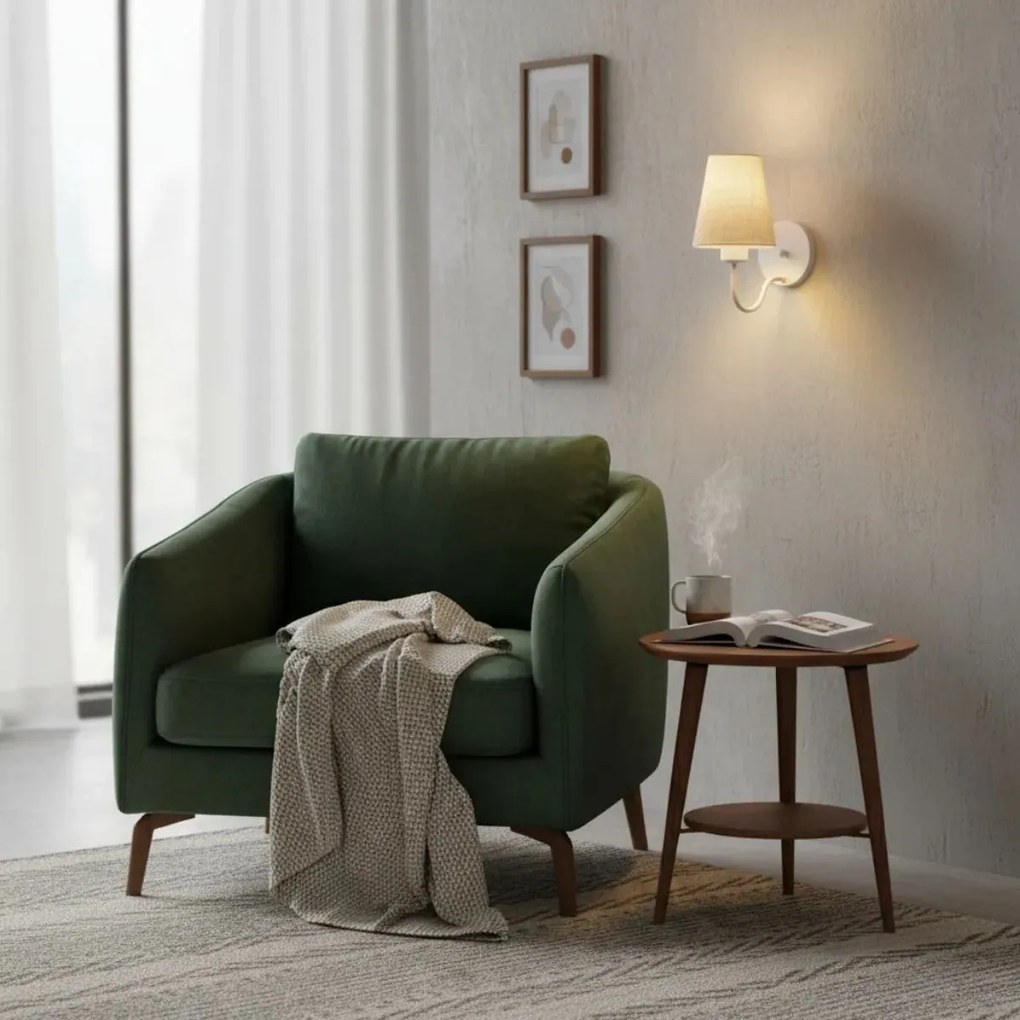 Arandela de Parede Vivare AR-2035BRLP Cúpula em Tecido Palha