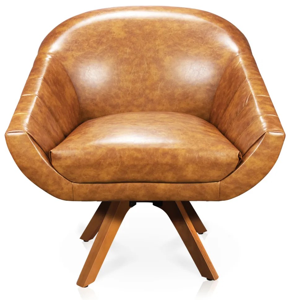 Poltrona Decorativa Giratória MM30 Giovana Sintético PU Nozes D01 - D'Rossi