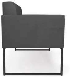 Sofá Namoradeira e 2 Poltronas Base Industrial Preto Ana Sintético Pre