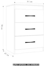 Cômoda Para Quarto 61cm Com 3 Gavetas Nida Freijó Z17        - Mpozena