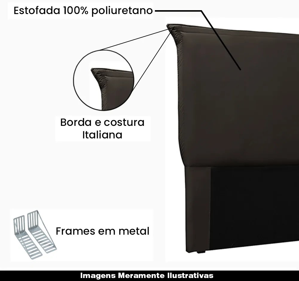 Cabeceira Decorativa Casal 1,40M Trento PU Marrom G63 - Gran Belo