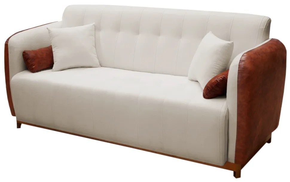 Sofá 3 Lugares Liverpool 1,90 m Compose Corino Ocre/Bege - Decorar Estofados