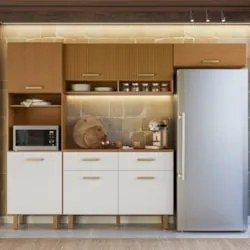 Cozinha Compacta 260cm Nicole Freijó UV/Ripado/Off Acetinado Z44 - Mpo