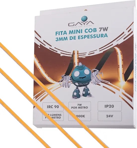 Fita De Led Mini Cob 7w Por Metro 24v Irc90 5 Metros