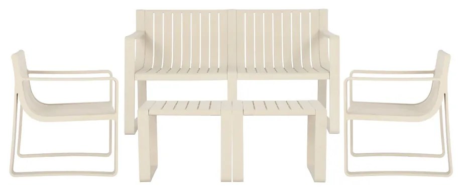 Conjunto 5 Peças Área Externa Bahamas 2 Poltronas 2 Mesas de Centro 1 Sofá 120cm em Fibra Natural Bambu G56 - Gran Belo
