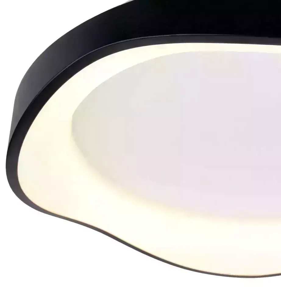 Plafon Amaré Ø62X10Cm Led 60W 3000K Bivolt Alumínio Preto E Acrílico -...
