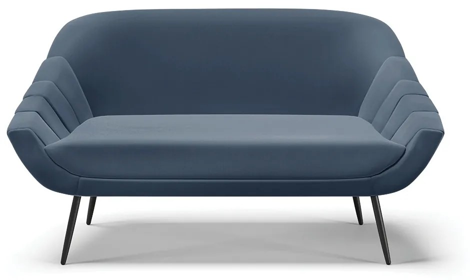 Kit 01 Namoradeira 02 Lugares e 02 Poltronas Giovana Suede Azul Marinho Pés Palito De Ferro - D'Rossi