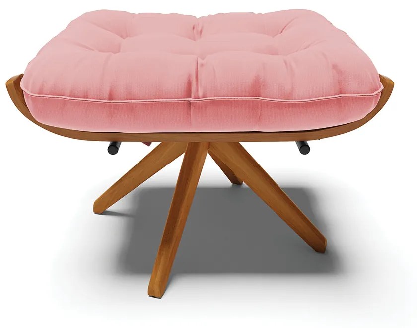 Puff Giratório Costela Suede Rosê Base de Madeira MA30 M11 - D'Rossi