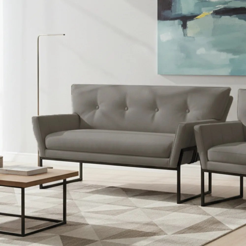 Namoradeira Anitta Base Industrial Preta Suede Grafite D03 - D'Rossi