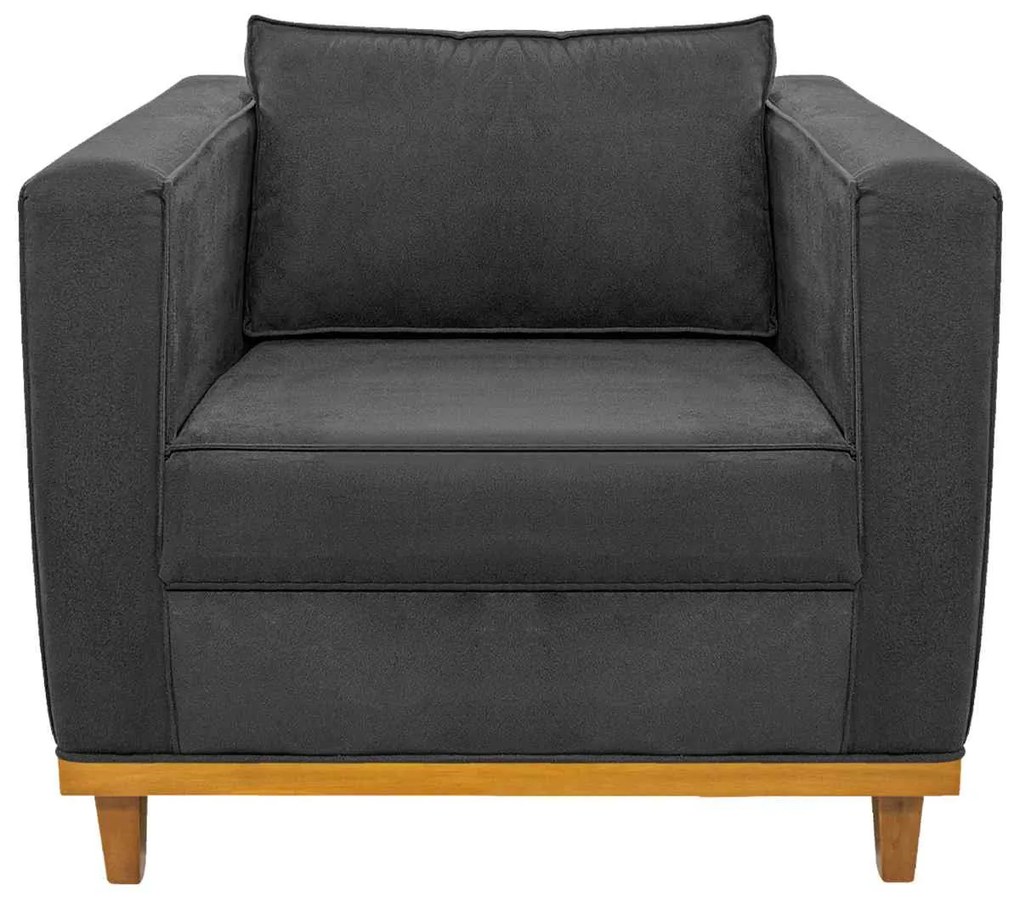 Poltrona Decorativa Europa Linho Chumbo ADJ Decor