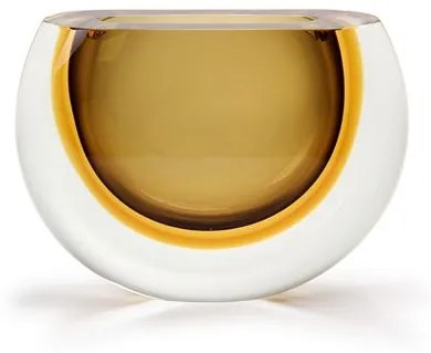 Vaso 92 MS Bicolor Fumê com Âmbar Murano Cristais Cadoro
