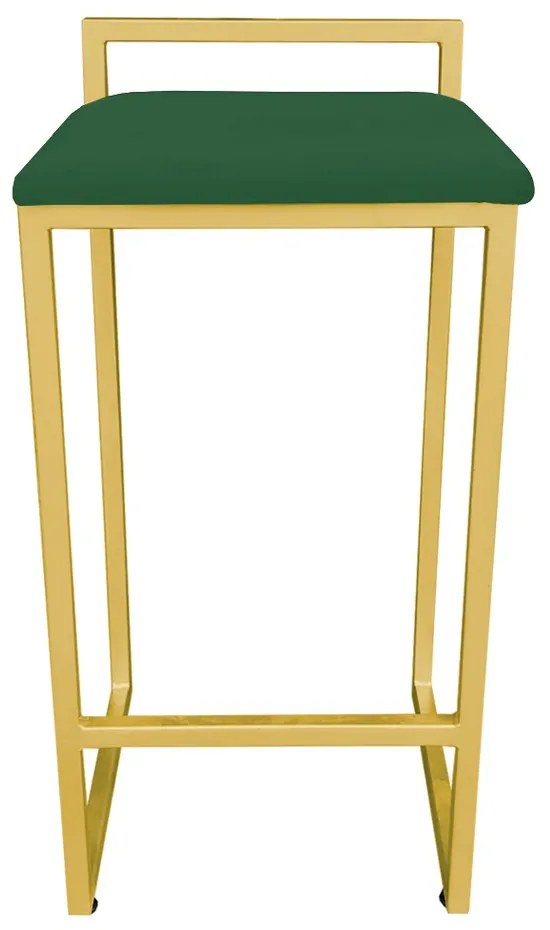 Banqueta Alta Industrial Pietra Suede Verde Base Dourado D'Rossi
