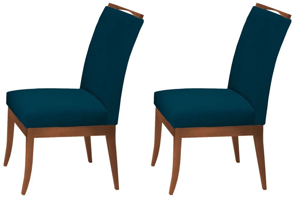 Conjunto 2 Cadeiras Sala de Jantar Lana Veludo Azul Marinho