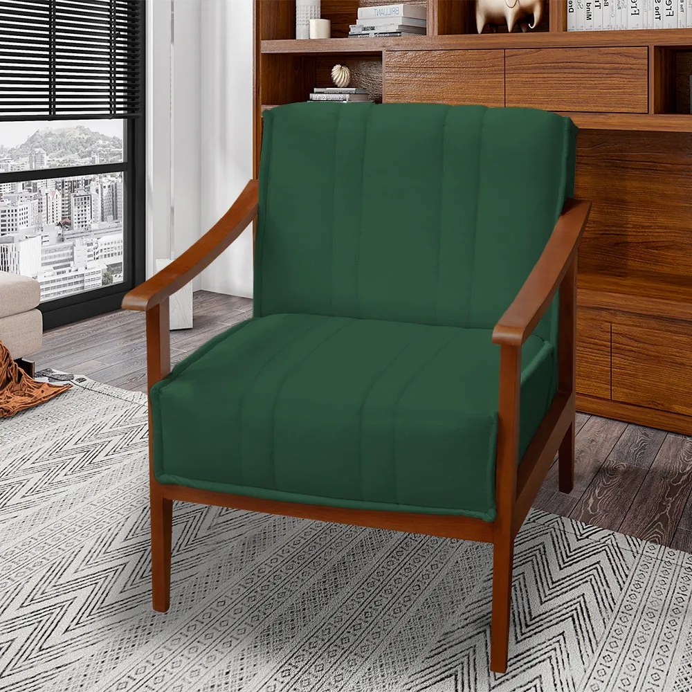 Poltrona Decorativa Vincenzza Veludo Verde Bandeira